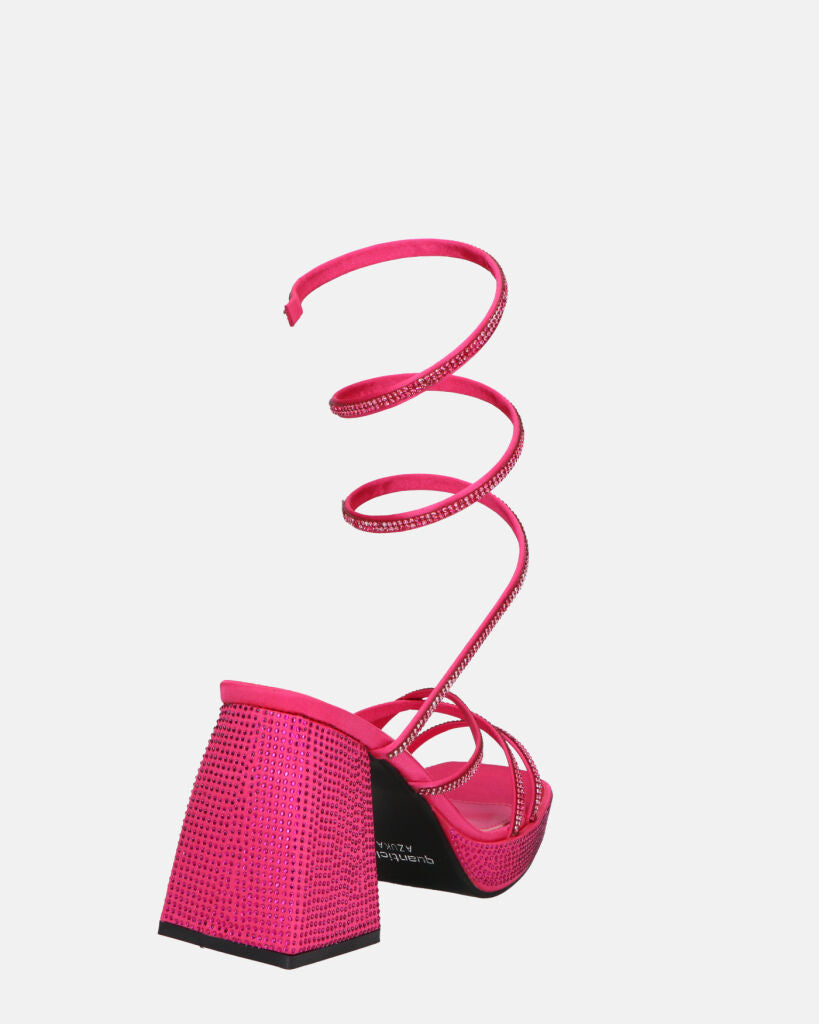 AZUKA - sandales fuchsia à talon et spirale