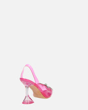 CONSUELO - tacchi in perspex fucsia con decorazioni in punta