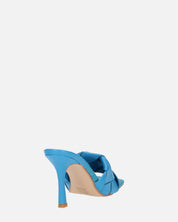 ENRICA - sandalo in pelle blu intrecciata con tacco