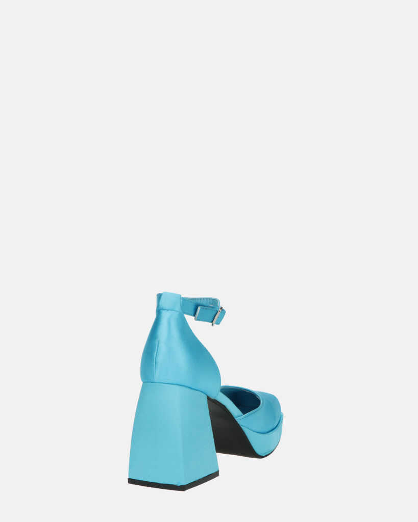 VIDA - scarpe con tacco squadrato in satin blu