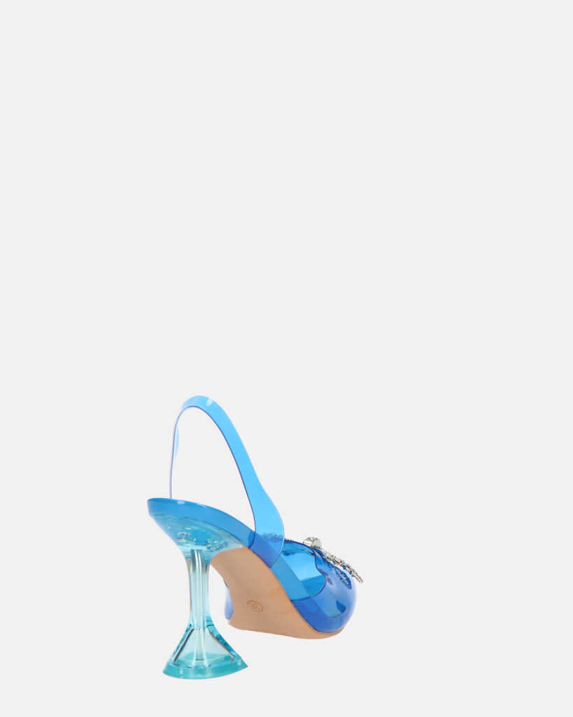 CONSUELO - tacchi in perspex blu con decorazioni in punta