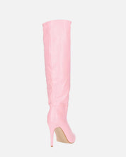 LOLY - stivale con tacco in pitonato rosa