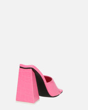 BUKET - sandali con tacco in rosa coccodrillo