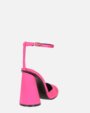 MAYBELLE - sandali in lycra fucsia con tacco cilindrico