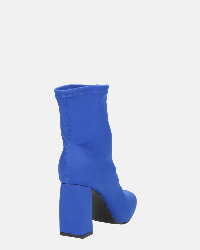MARGOT - stivaletti in lycra blu con tacco