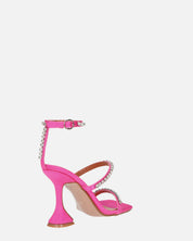 TAHLA - sandalo con tacco rosa e gemme in silver