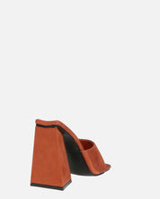 KAMELYA - sandali con tacco squadrato in lycra color rame