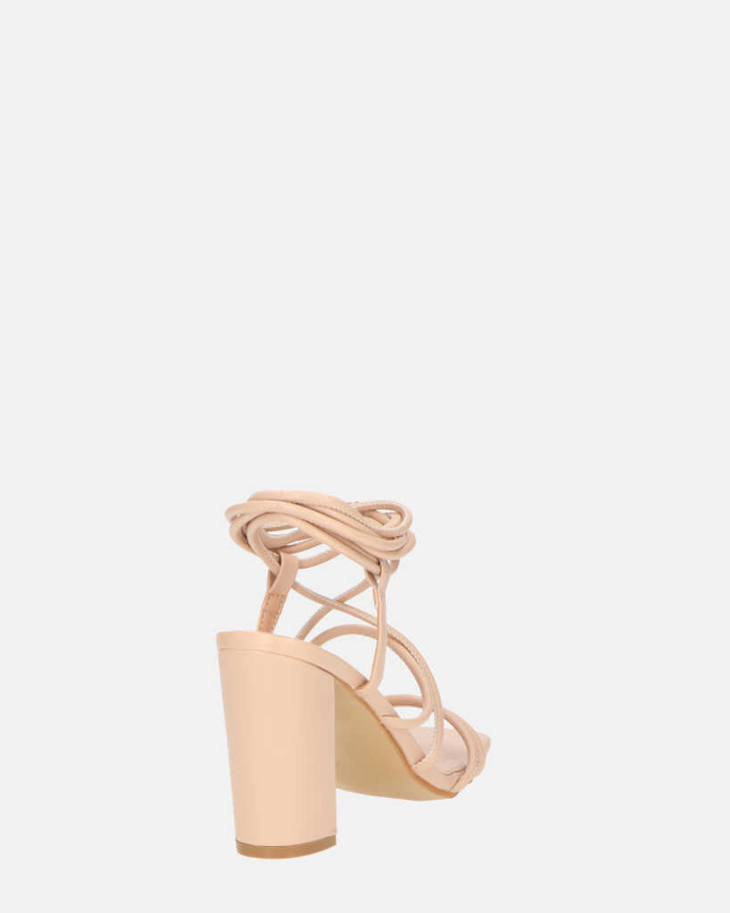 MARISOL - sandali con tacco beige con lacci