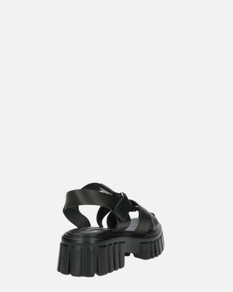 MACKENZIE - sandali platform con cinturini in ecopelle nera