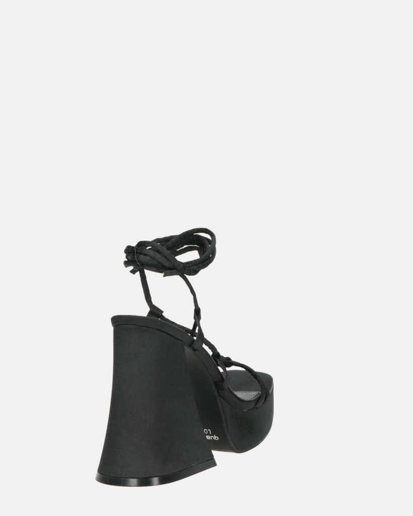 LORINA - sandali con tacco e platform in lycra nero