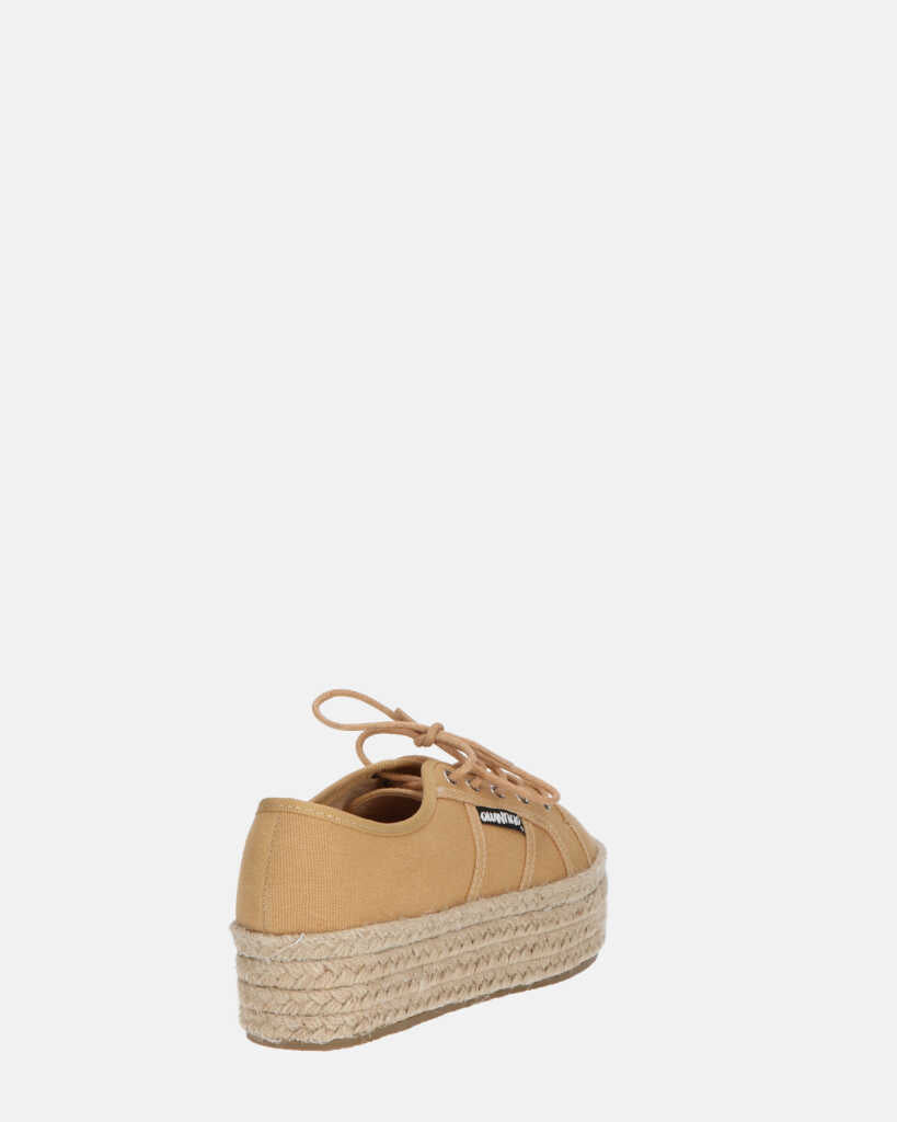 DESTINY - espadrilles à plateforme en dentelle beige