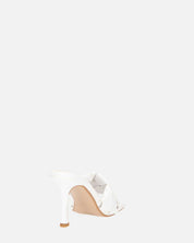 ENRICA - sandalo in pelle bianca intrecciata con tacco