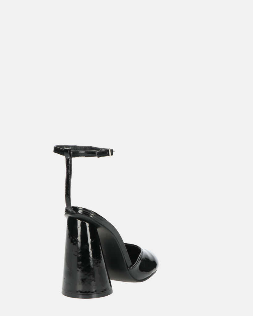 MAYBELLE - sandali in glassy nero con tacco cilindrico