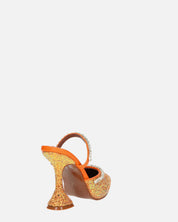 PERAL - scarpa con tacco in glitter arancio con gemme