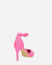 MAURA - tacchi a spillo a punta con lacci in lycra fucsia