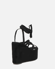 OLLIE - zeppa nera con lacci glitterati