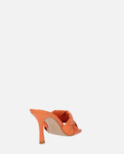 ENRICA - sandalo in pelle arancio intrecciata con tacco