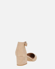 GINNY - sandalo in camoscio beige con tacco