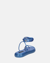 LACEY - sandali infradito bassi blu con lacci