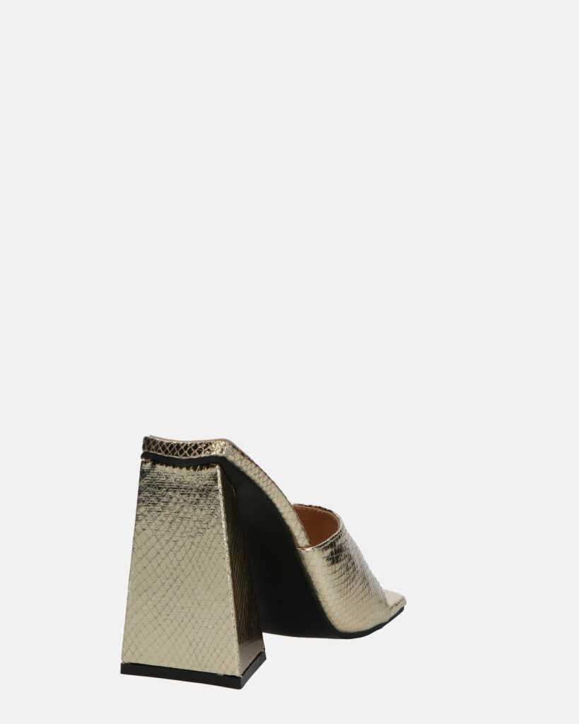 BUKET - sandali con tacco in oro pitonato