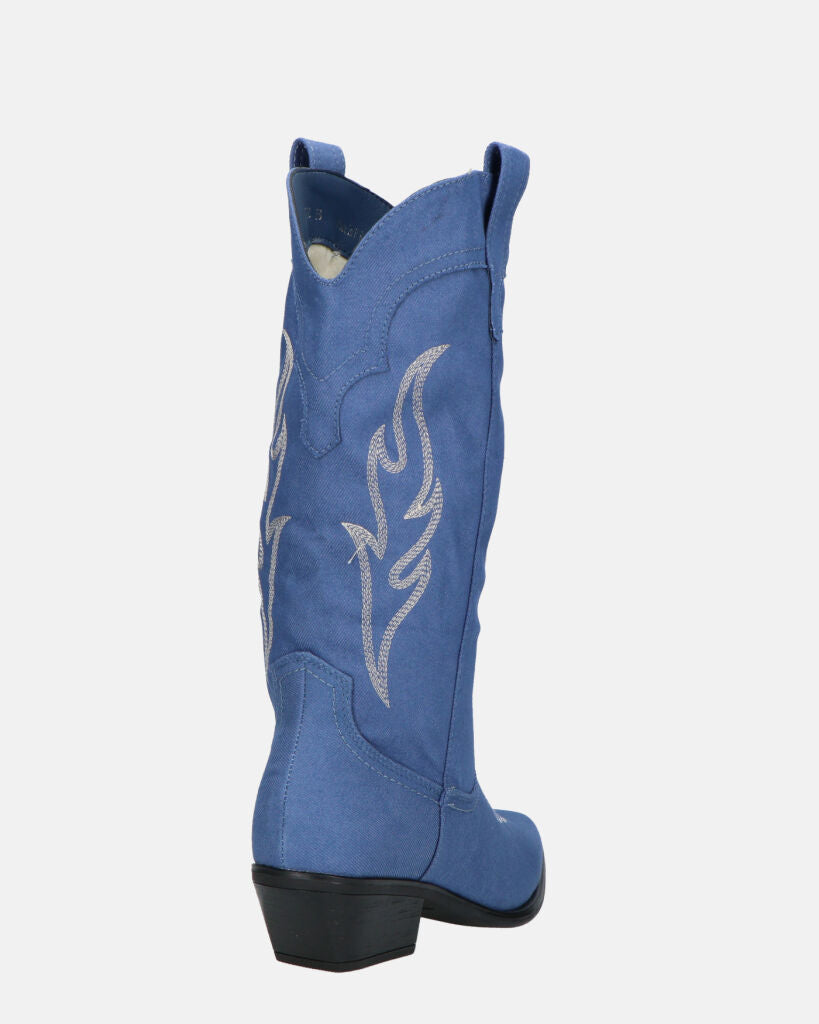 GUIA - stivali camperos in tessuto denim blu