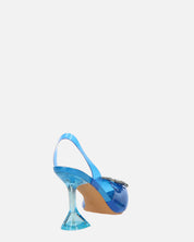 KENAN - scarpe in perspex blu con decorazione di gemme in punta