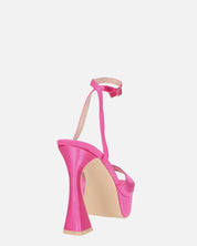 MARZIA - escarpins à talon carré en lycra fuchsia avec bride