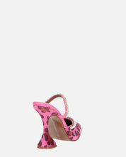 PERAL - scarpa con tacco in leopardato rosa con gemme
