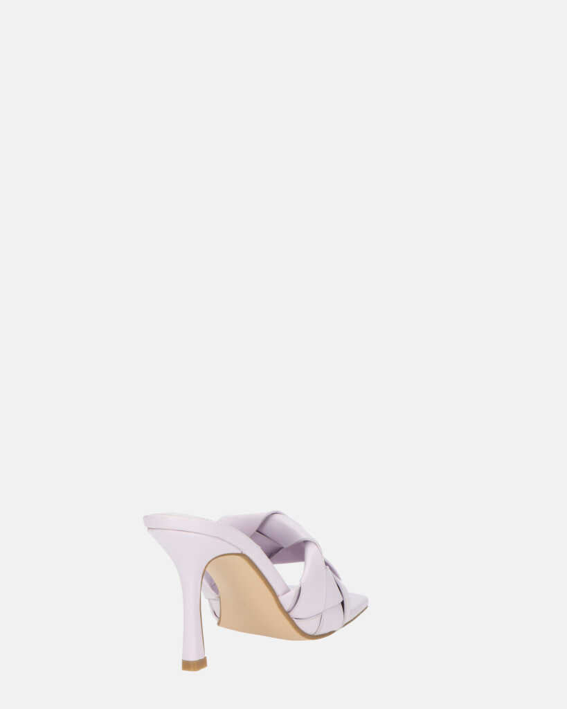ENRICA - sandale en cuir tressé violet avec talon