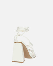 NURAY - sandali con tacco alto in ecopelle bianca con lacci