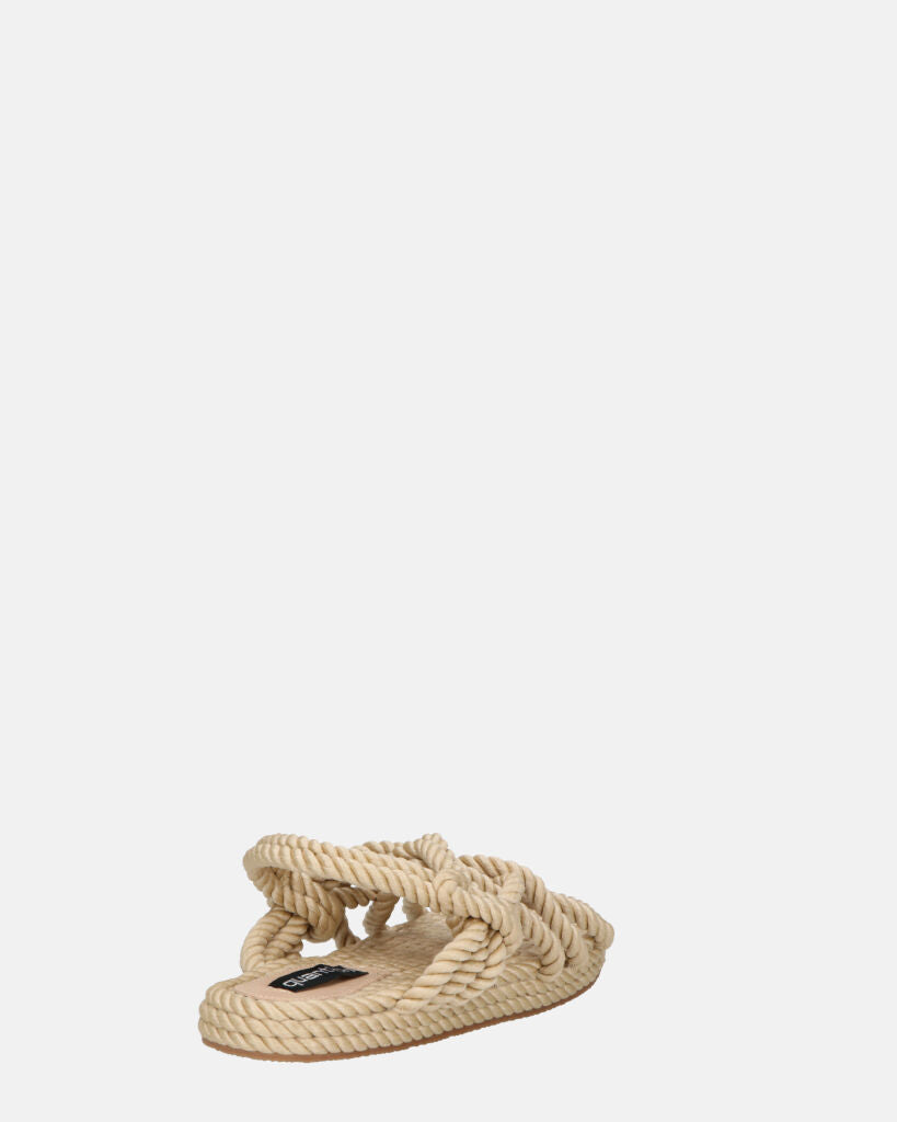 KATERYNA - sandali beige di corda intrecciata