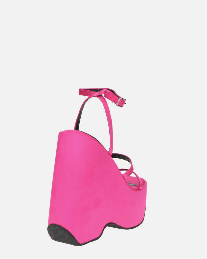 MARIMAR - sandali con zeppa in lycra fucsia