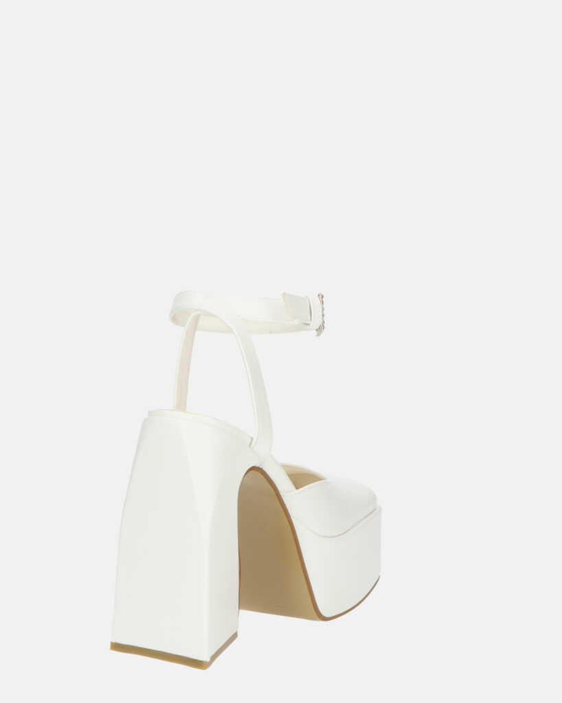 ELEANOR - scarpe bianco chiuse in punta con tacco e cinturino