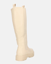 ARIANNA - stivali alti beige con banda elastica e cerniera