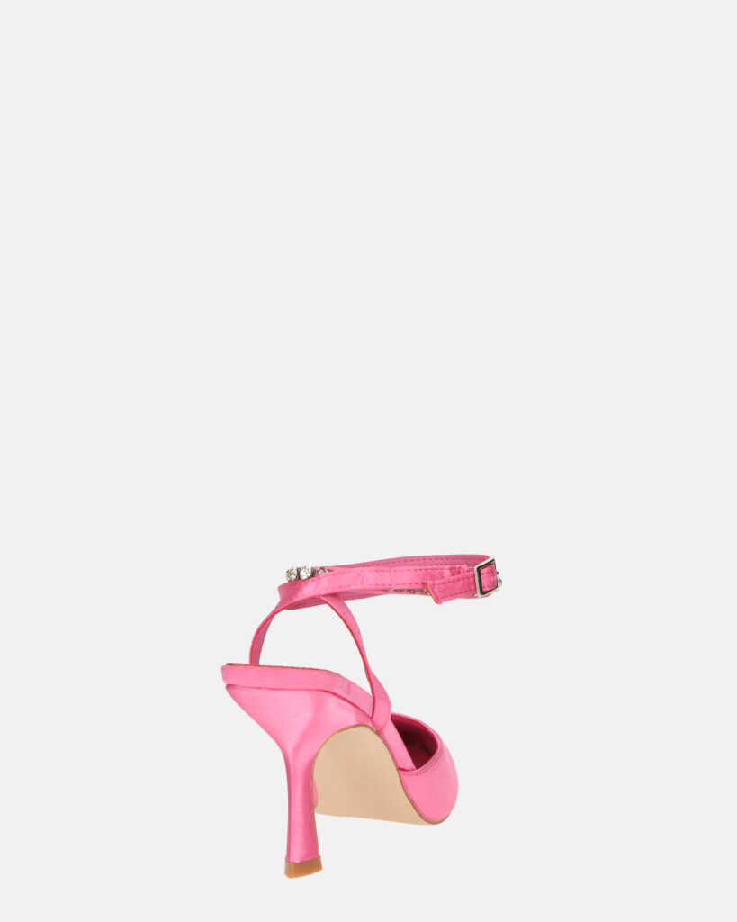 DORIS - scarpe con tacco il lycra rosa e gemme sul cinturino