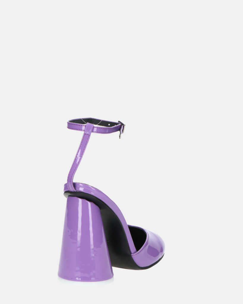 MAYBELLE - sandali in glassy viola con tacco cilindrico
