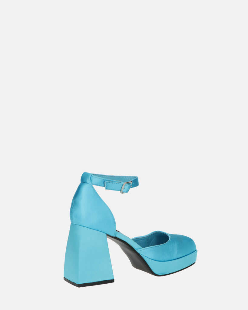 VIDA - scarpe con tacco squadrato in satin blu