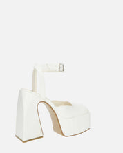 ELEANOR - scarpe bianco chiuse in punta con tacco e cinturino