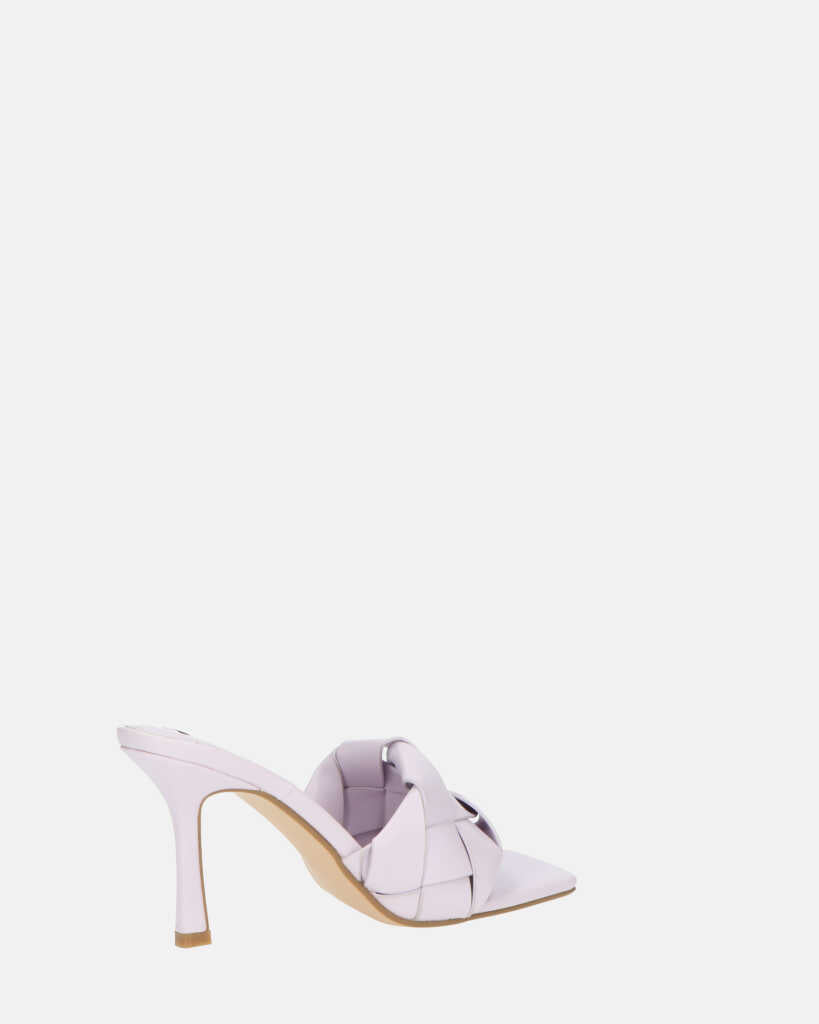ENRICA - sandale en cuir tressé violet avec talon