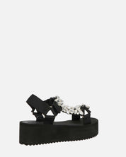 LIZIE - sandalo con plateau in camoscio nero e gemme