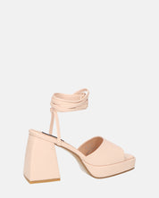 TOMI - sandali beige con lacci e tacco squadrato