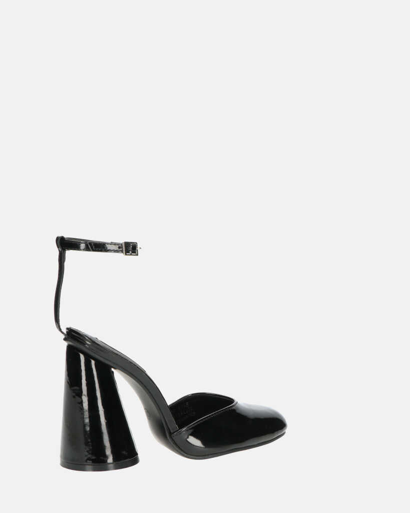 MAYBELLE - sandali in glassy nero con tacco cilindrico