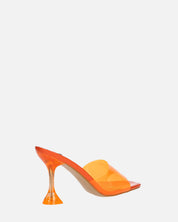 FIAMMA - sandalo con tacco in perspex arancio con suola in PU