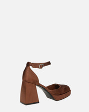 VIDA - scarpe con tacco squadrato in satin marrone