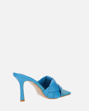 ENRICA - sandalo in pelle blu intrecciata con tacco