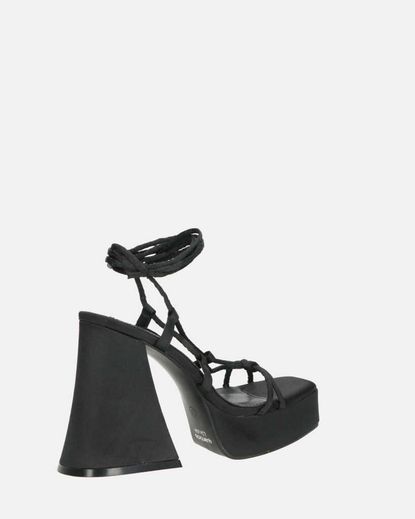 LORINA - sandali con tacco e platform in lycra nero