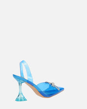 CONSUELO - tacchi in perspex blu con decorazioni in punta