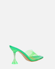 FIAMMA - sandalo con tacco in perspex verde con suola beige