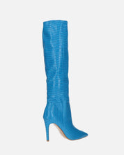 LOLY - stivale con tacco in coccodrillo blu