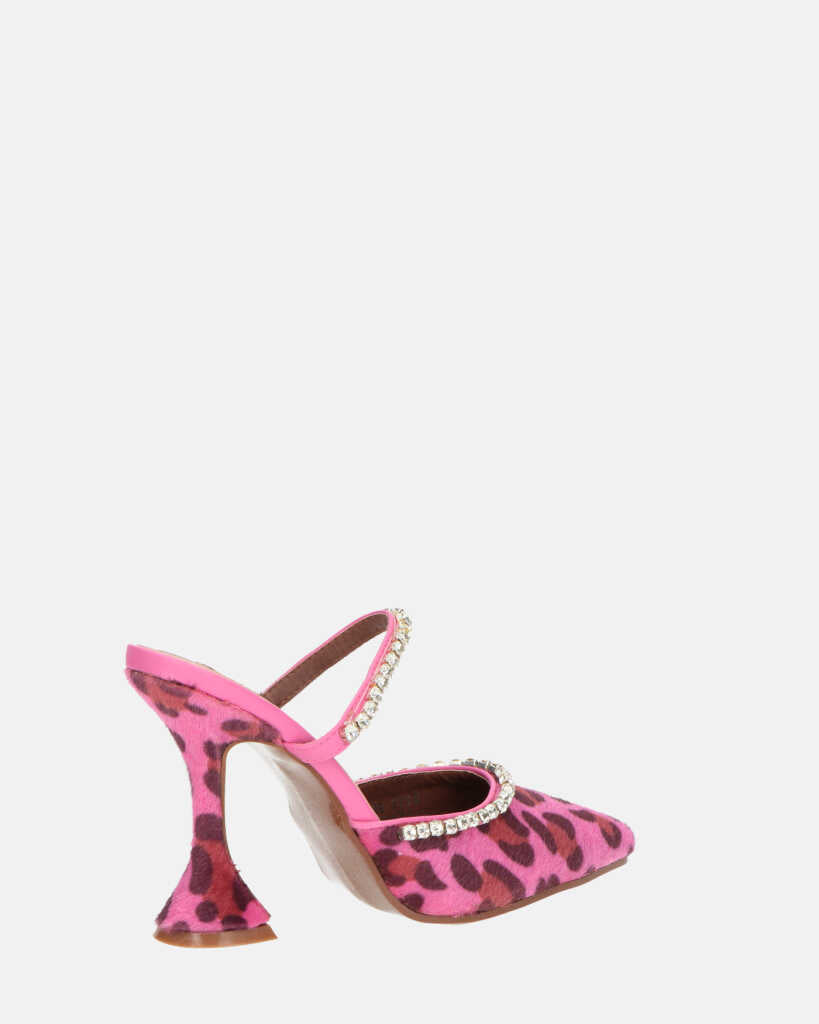 PERAL - scarpa con tacco in leopardato rosa con gemme